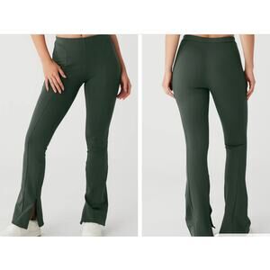Alo Yoga High Waist Zip It Flare Legging Pant Dark Cactus Green Small 4 / 6